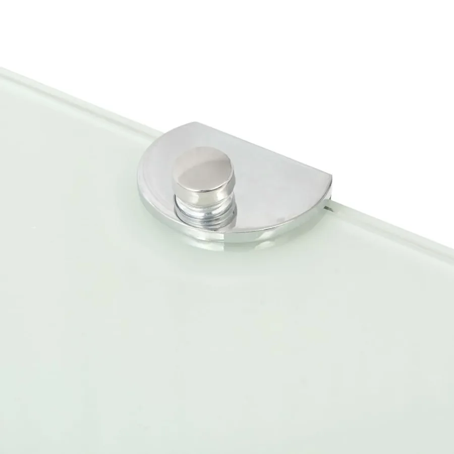 Étagères d'angle 2 pcs et supports chromés Verre Blanc 25x25 cm - 5