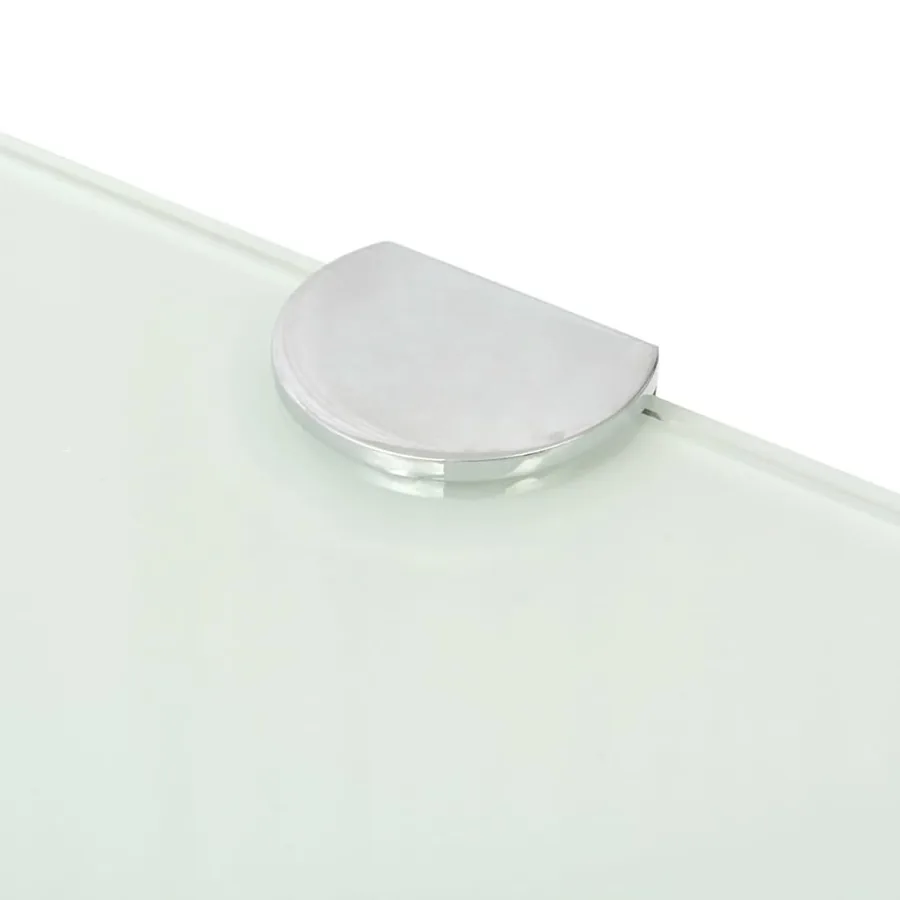 Étagères d'angle 2 pcs et supports chromés Verre Blanc 25x25 cm - 6