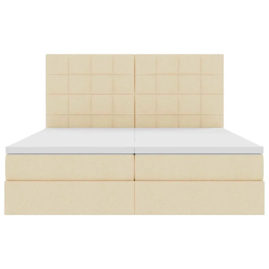Lit de Rangement avec tête de lit Crème 200 x 200 cm Tissu - 8