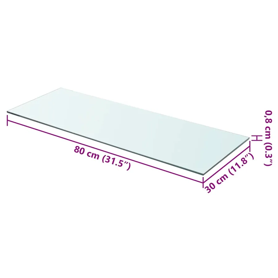 Panneau pour étagère Verre transparent 80 x 30 cm - 3