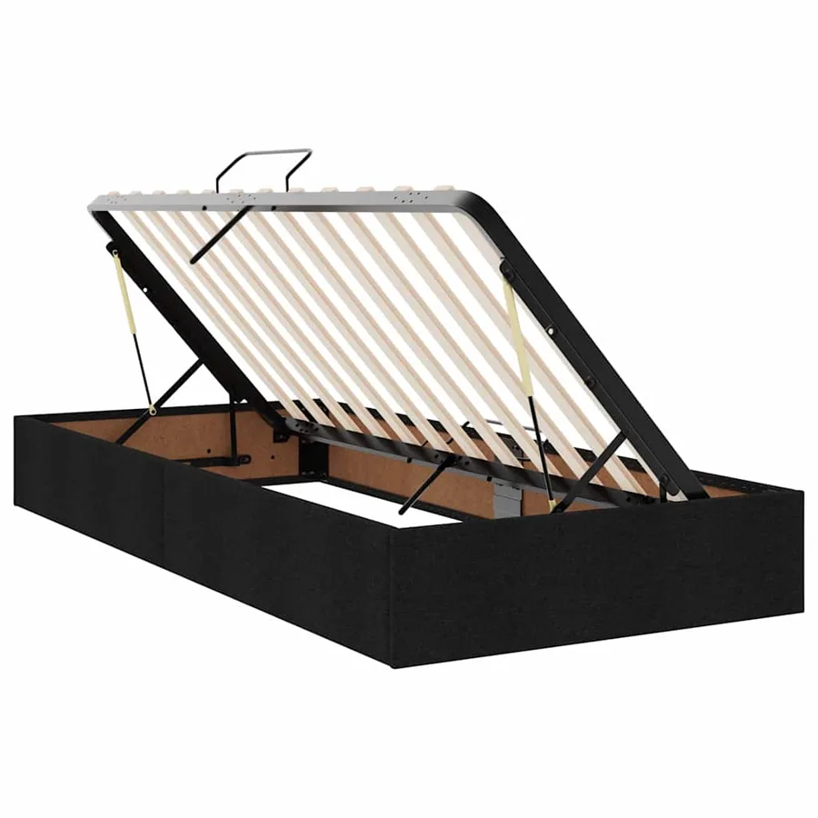 Lit de rangement LED avec matelas Noir 200 x 200 cm Tissu - 7