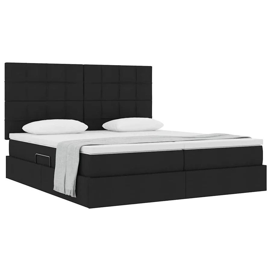 Lit de Rangement avec tête de lit Noir 200 x 200 cm Tissu - 3