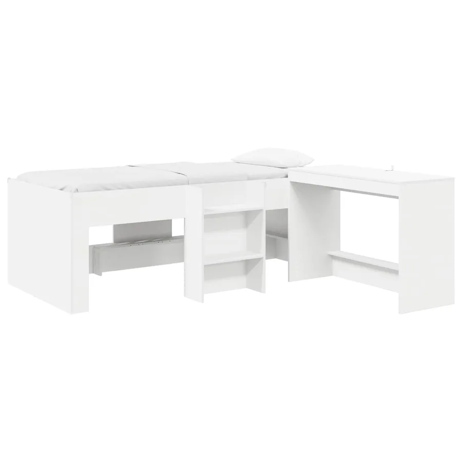 Lit haut pour enfants avec bureau 2 pc Blanc Bois d'ingénierie - 2