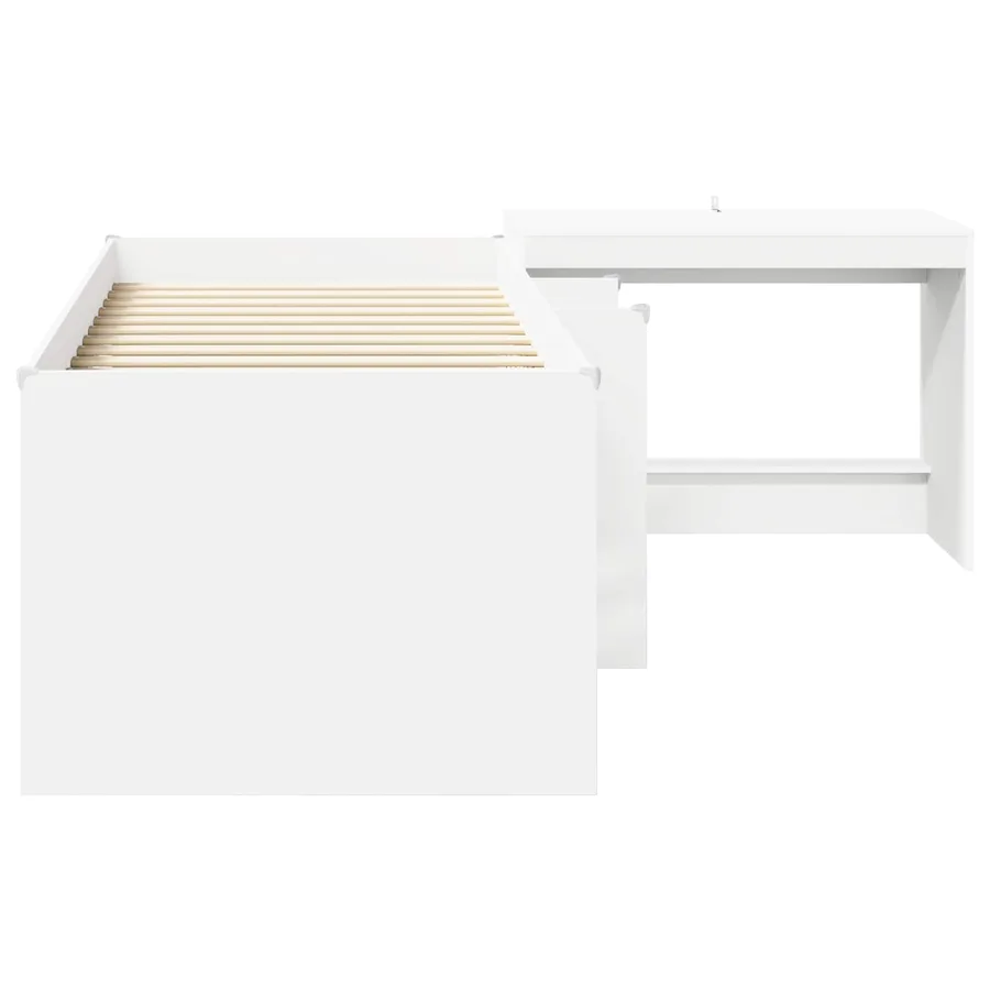 Lit haut pour enfants avec bureau 2 pc Blanc Bois d'ingénierie - 4