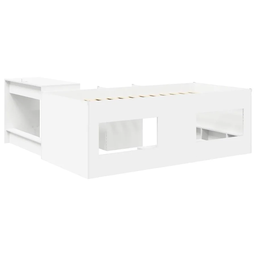 Lit haut pour enfants avec bureau 2 pc Blanc Bois d'ingénierie - 5