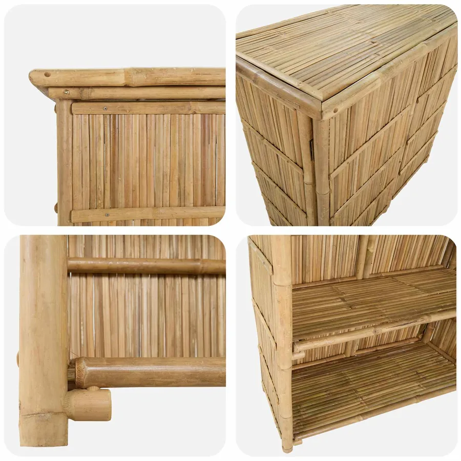 Table de bar extérieure Naturel 115 x 55 x 105 cm Bambou - 6