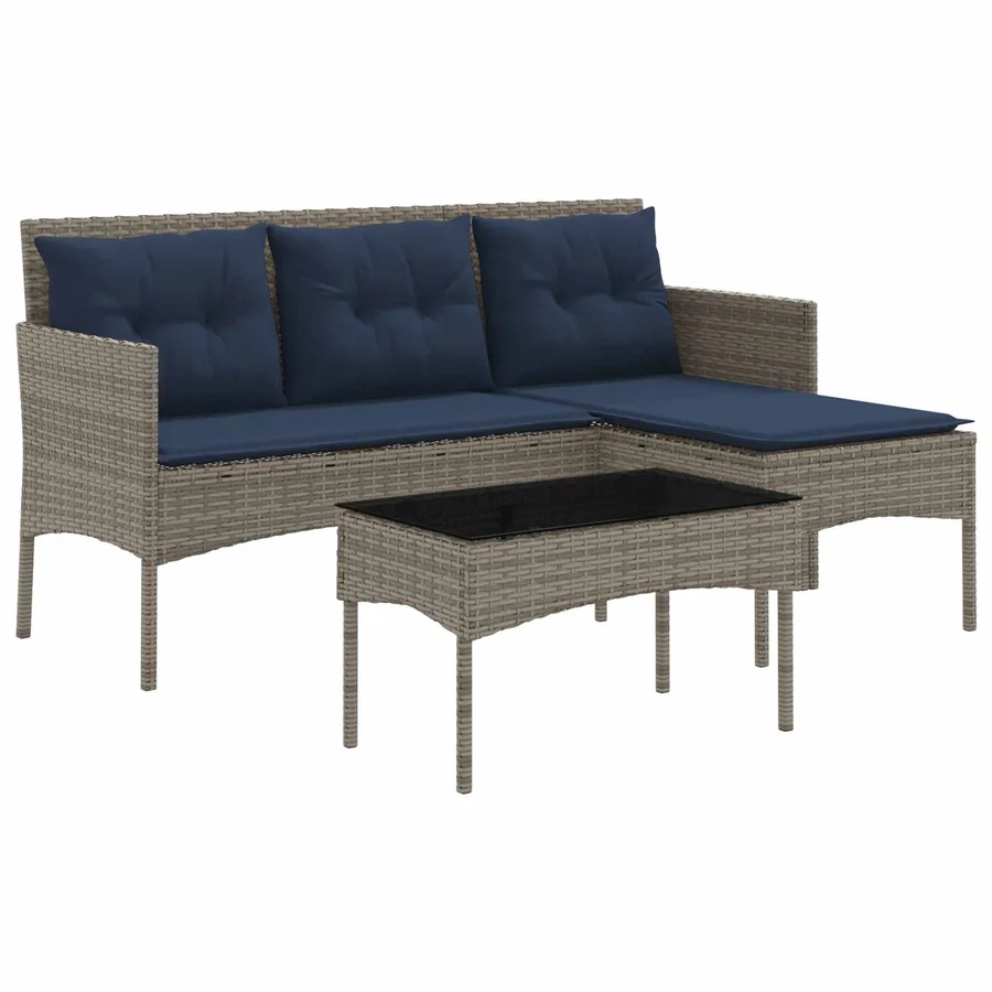 Ensemble de canapé de jardin 2 pcs Gris et bleu marine - 2