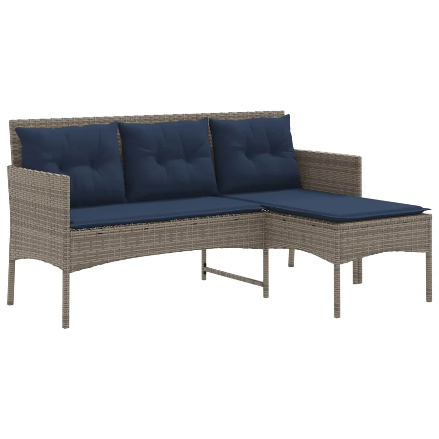 Ensemble de canapé de jardin 2 pcs Gris et bleu marine - 5