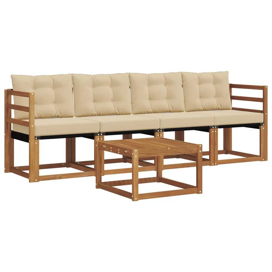 Ensemble de canapés d'extérieur 5 pcs Naturel et Beige - 2