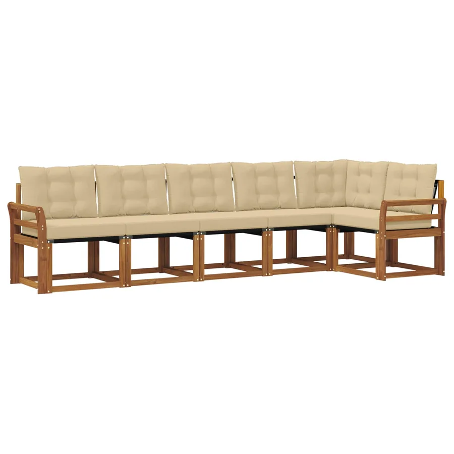 Ensemble de canapés d'extérieur 6 pcs Naturel et Beige - 2