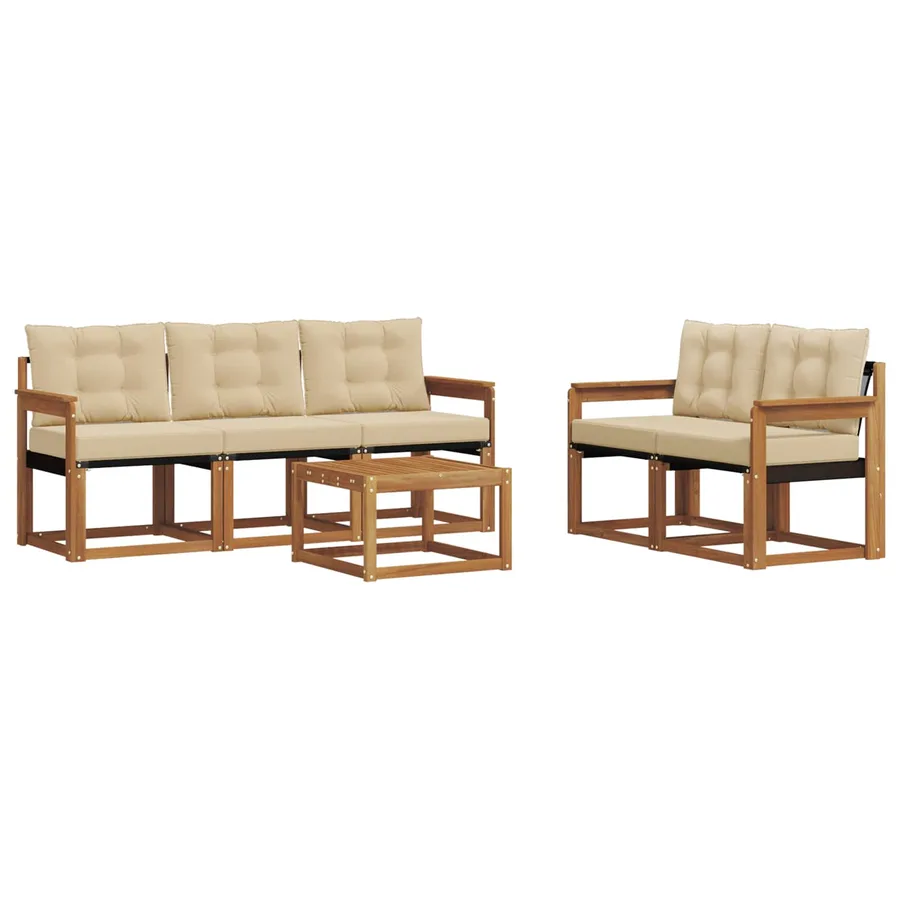 Ensemble de canapés d'extérieur 6 pcs Naturel et Beige - 2