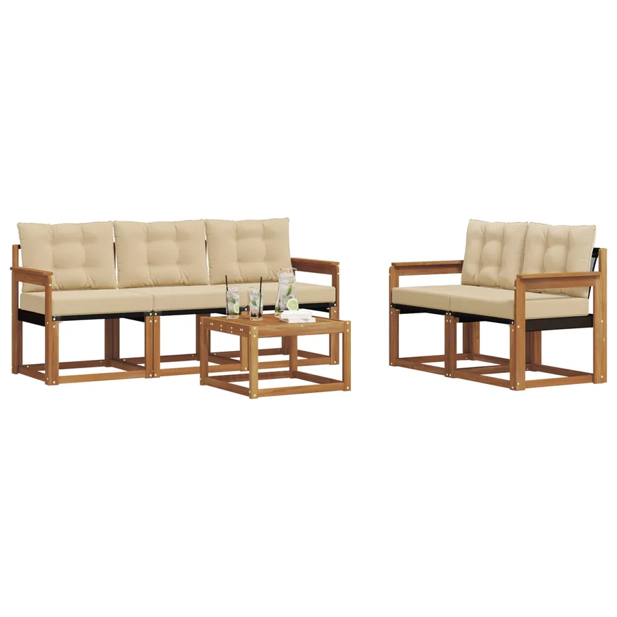 Ensemble de canapés d'extérieur 6 pcs Naturel et Beige - 3