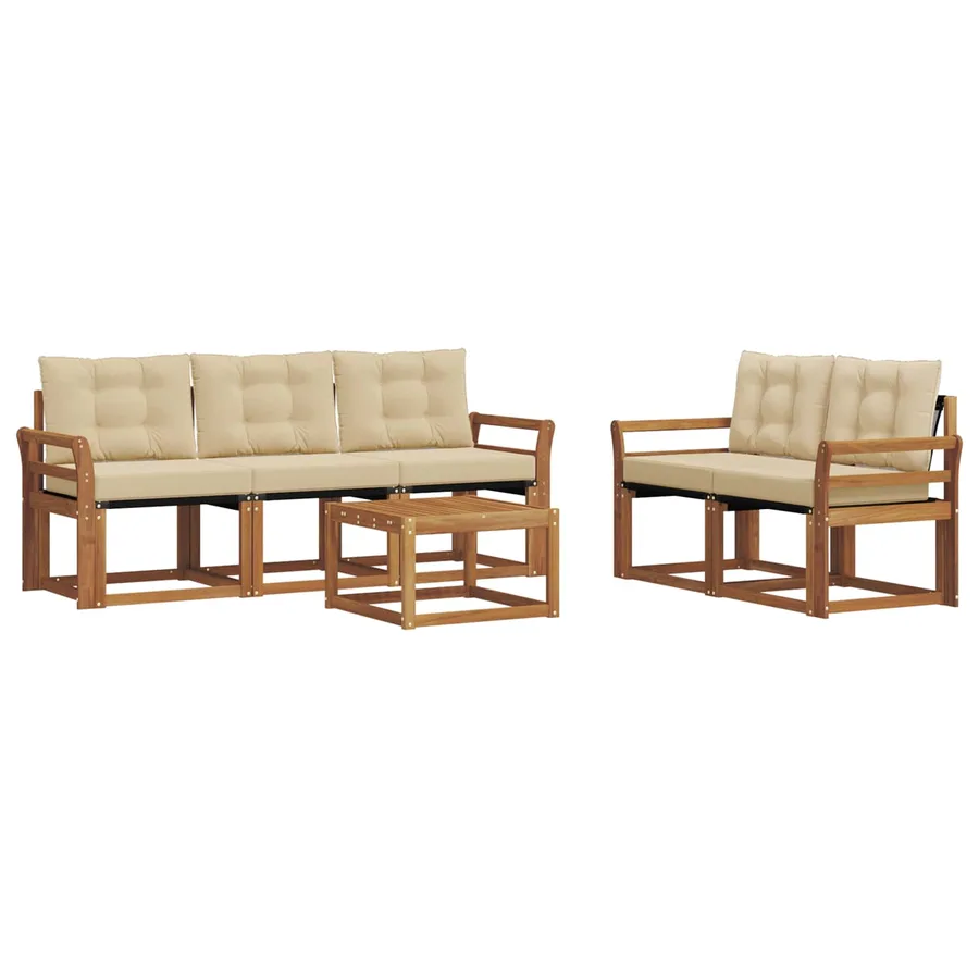 Ensemble de canapés d'extérieur 6 pcs Naturel et Beige - 2