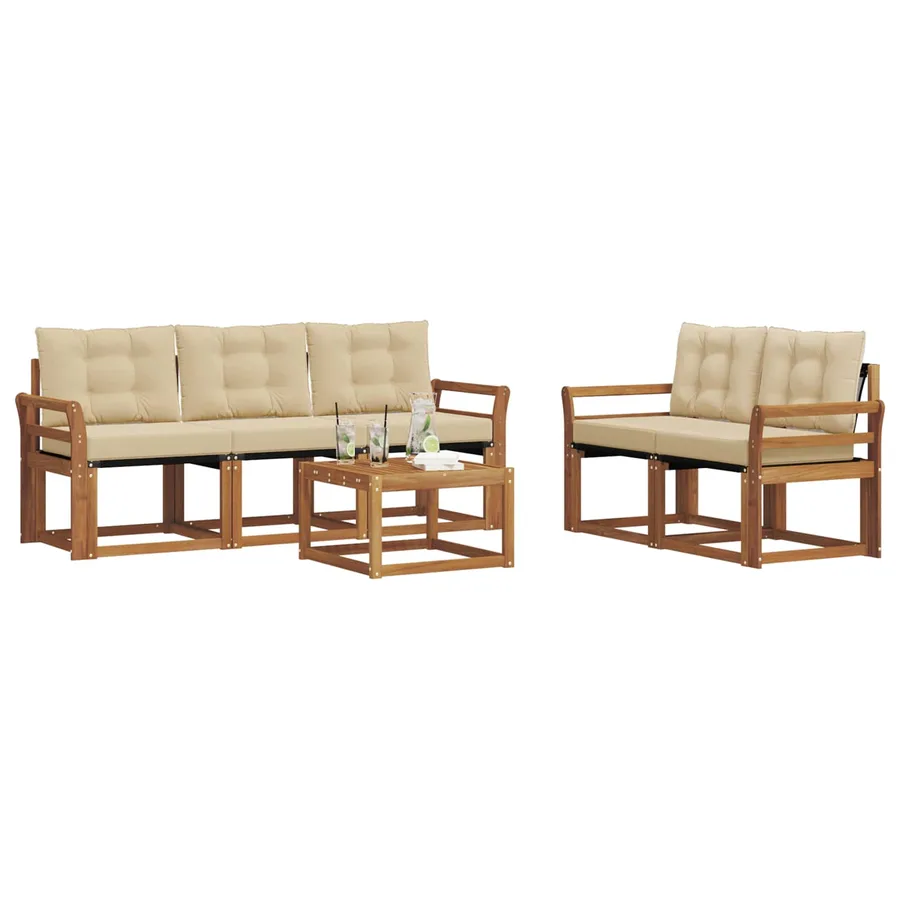 Ensemble de canapés d'extérieur 6 pcs Naturel et Beige - 3