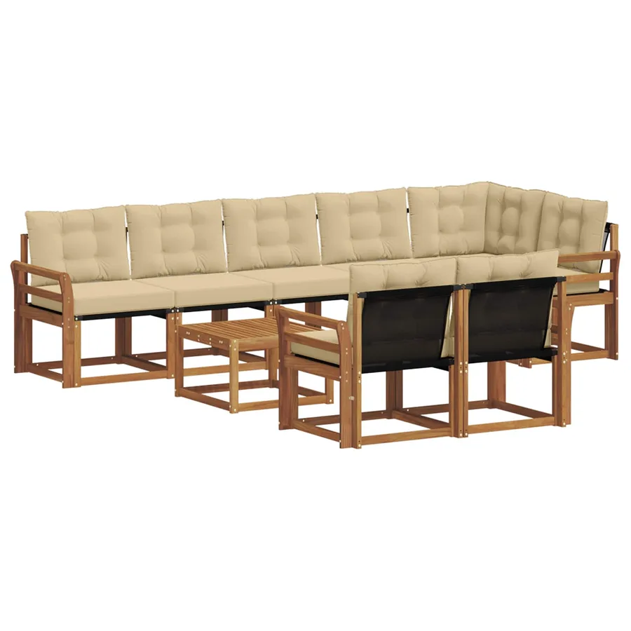 Ensemble de canapés d'extérieur 9 pcs Naturel et Beige - 2