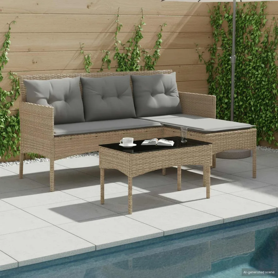 Ensemble de canapé de jardin avec coussin 2 pcs polyrotin