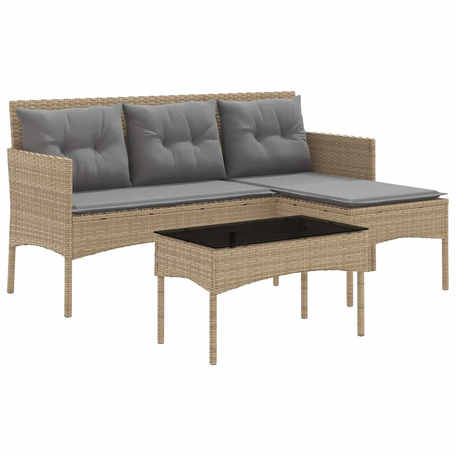 Ensemble de canapé de jardin avec coussin 2 pcs polyrotin - 2