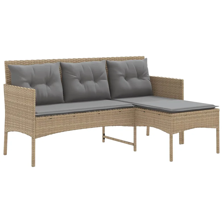 Ensemble de canapé de jardin avec coussin 2 pcs polyrotin - 5
