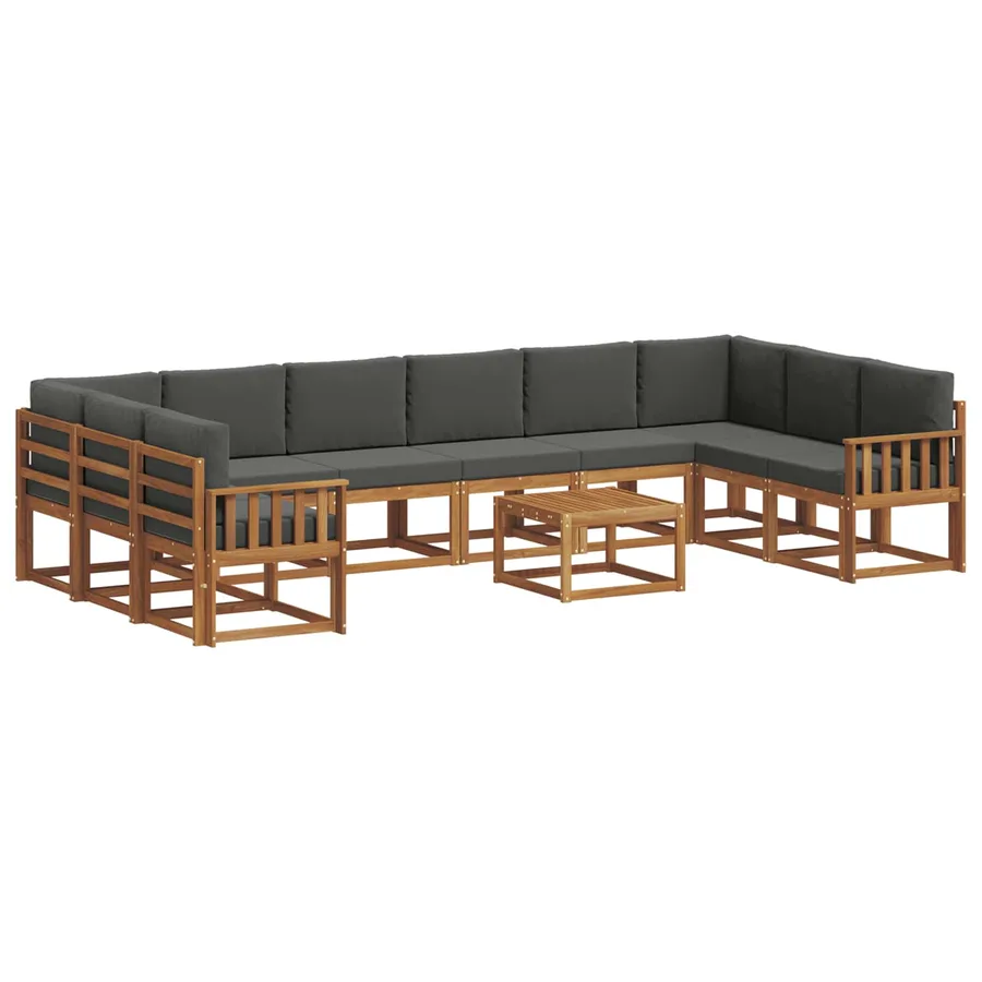 Ensemble de canapés d'extérieur 11 pcs Naturel et Anthracite - 2