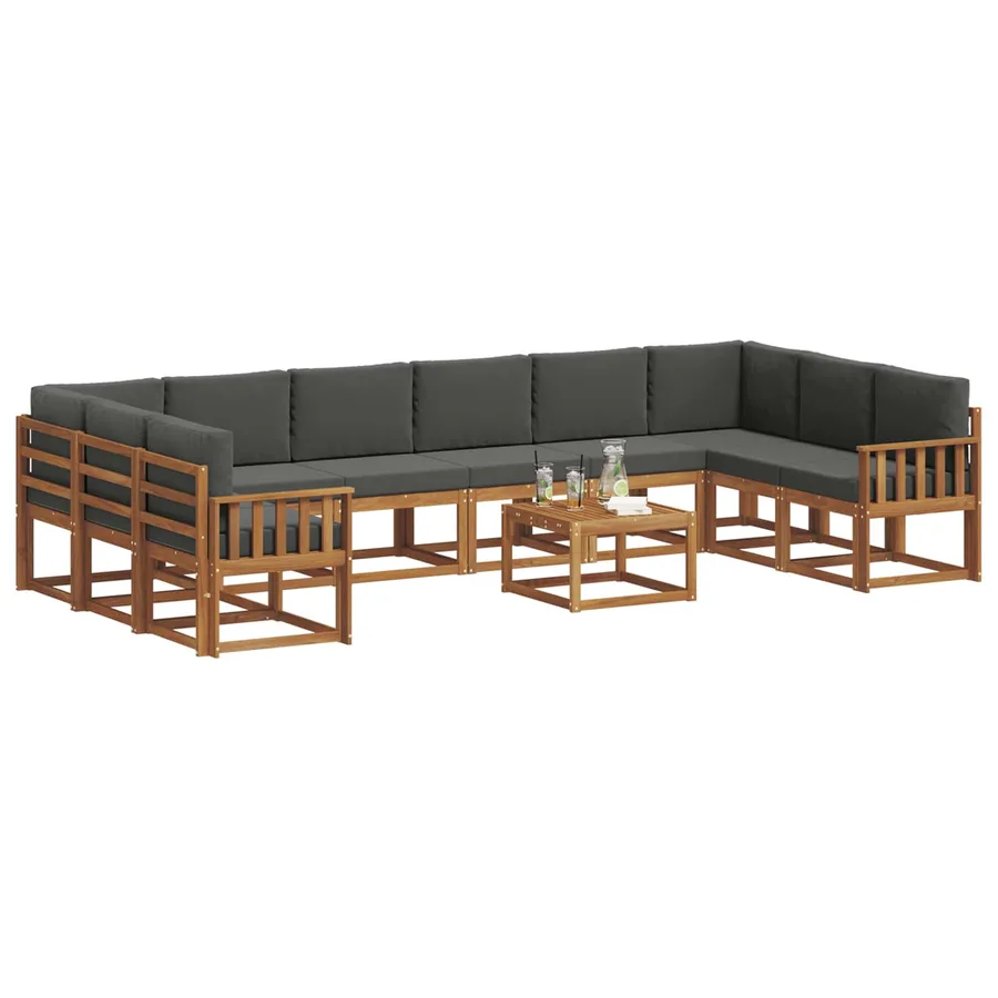 Ensemble de canapés d'extérieur 11 pcs Naturel et Anthracite - 3