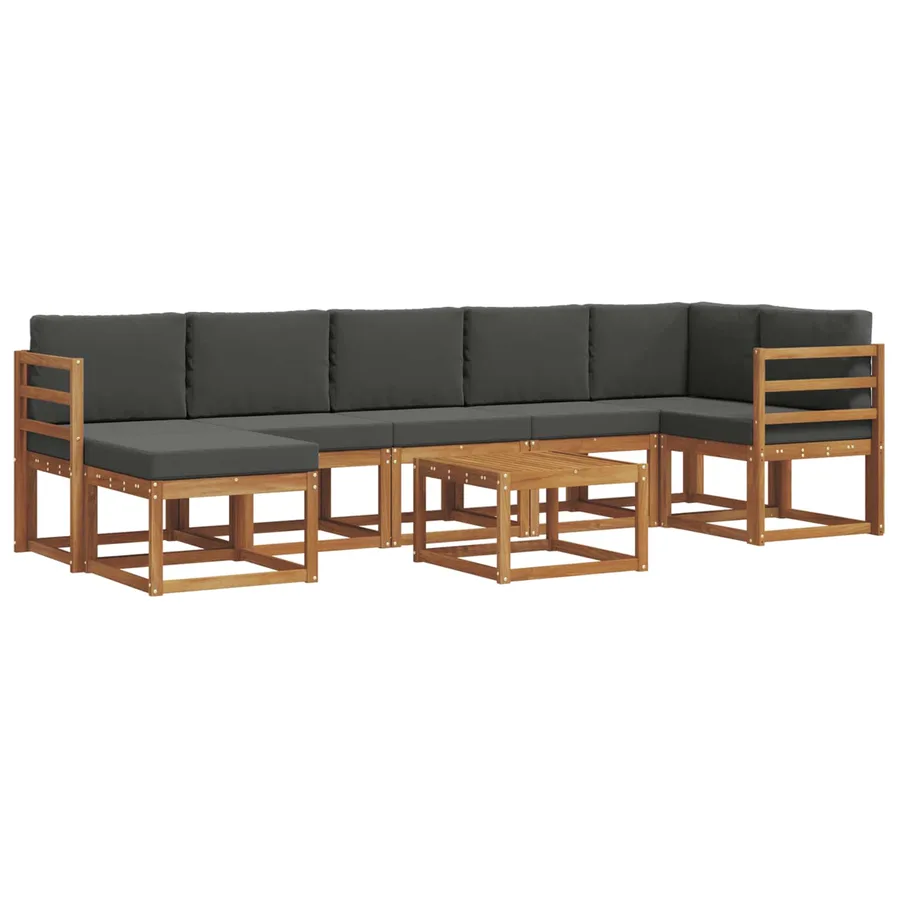 Ensemble de canapés d'extérieur 8 pcs Naturel et Anthracite - 2
