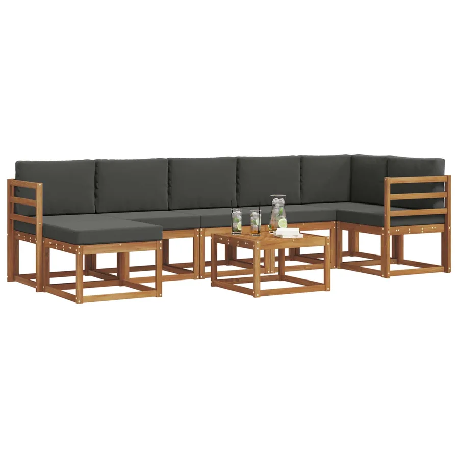 Ensemble de canapés d'extérieur 8 pcs Naturel et Anthracite - 3