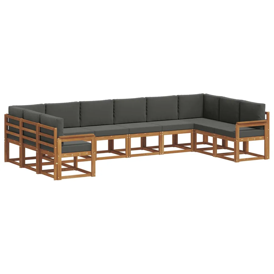 Ensemble de canapés d'extérieur 10 pcs Naturel et Anthracite - 2