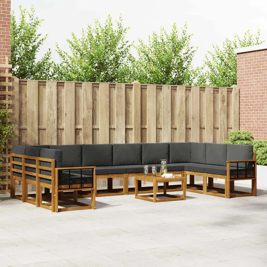 Ensemble de canapés d'extérieur 11 pcs Naturel et Anthracite