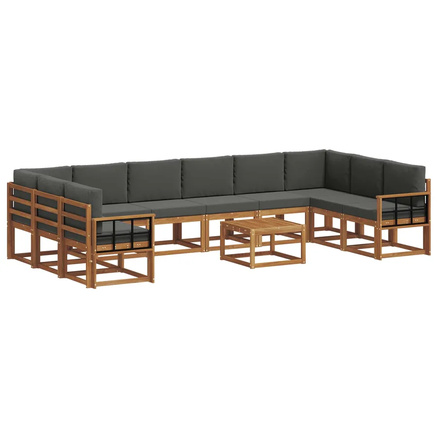 Ensemble de canapés d'extérieur 11 pcs Naturel et Anthracite - 2