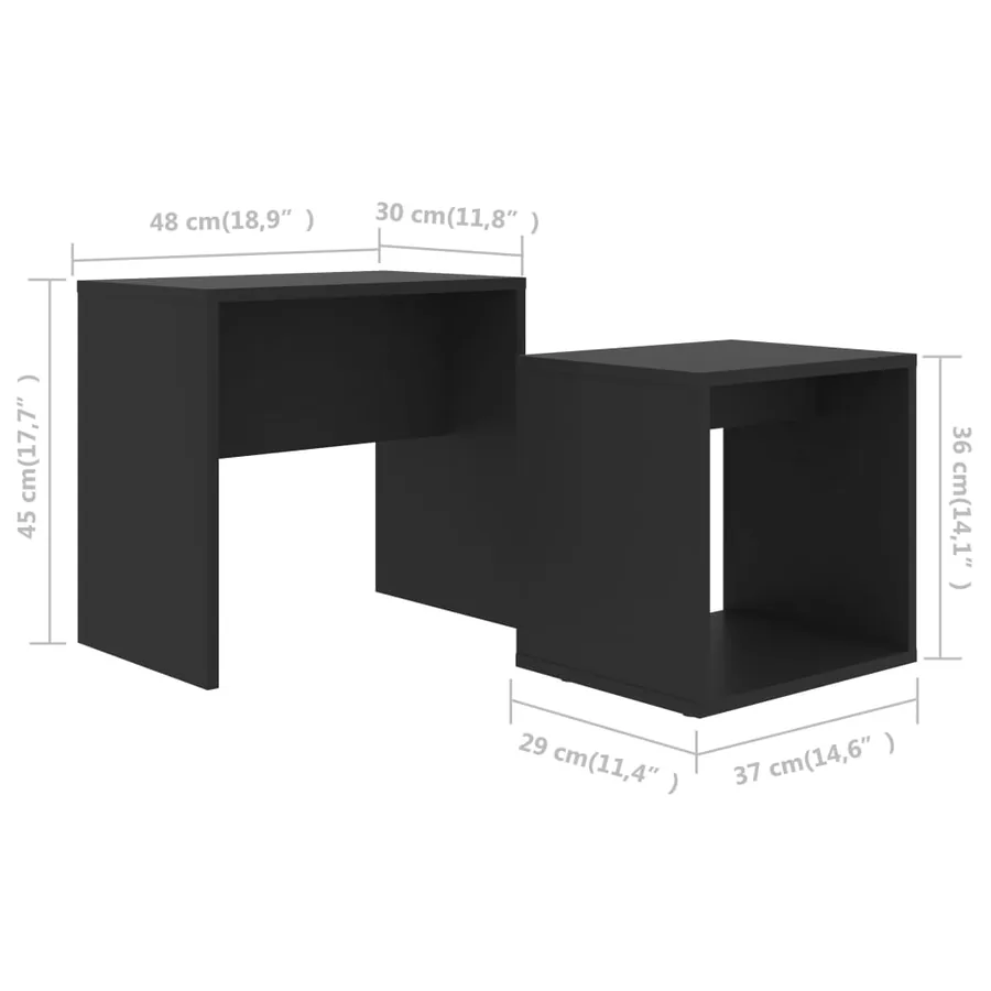 Ensemble de table basse Noir 48x30x45 cm Bois d'ingénierie - 6
