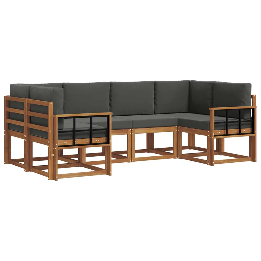 Ensemble de canapés d'extérieur 6 pcs Naturel et Anthracite - 2
