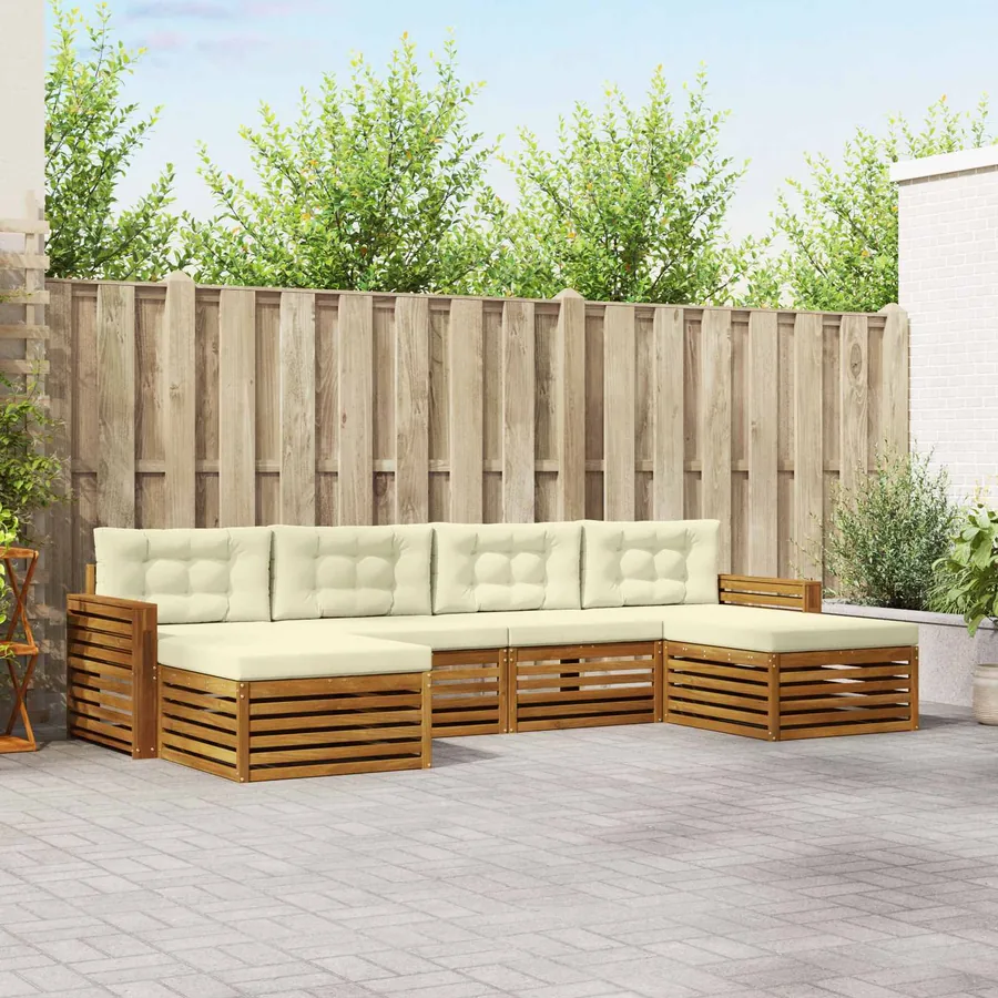 Ensembles de canapés avec coussin 6 pcs Naturel et Crème