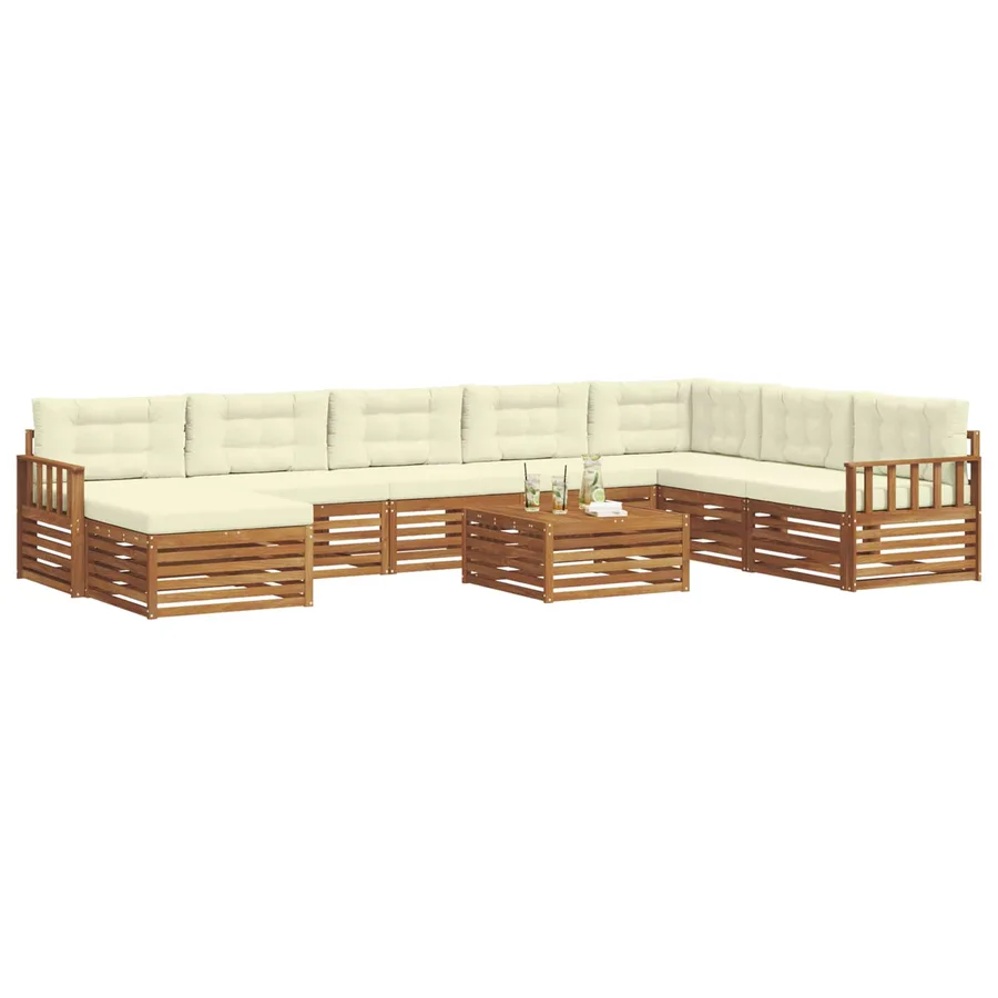 Ensemble de canapés d'extérieur 9 pcs Naturel et Crème - 3