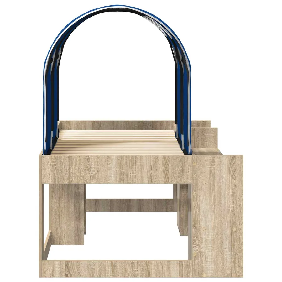 Lit avec Tunnel 3 pc Chêne Sonoma et bleu Bois d'ingénierie - 7