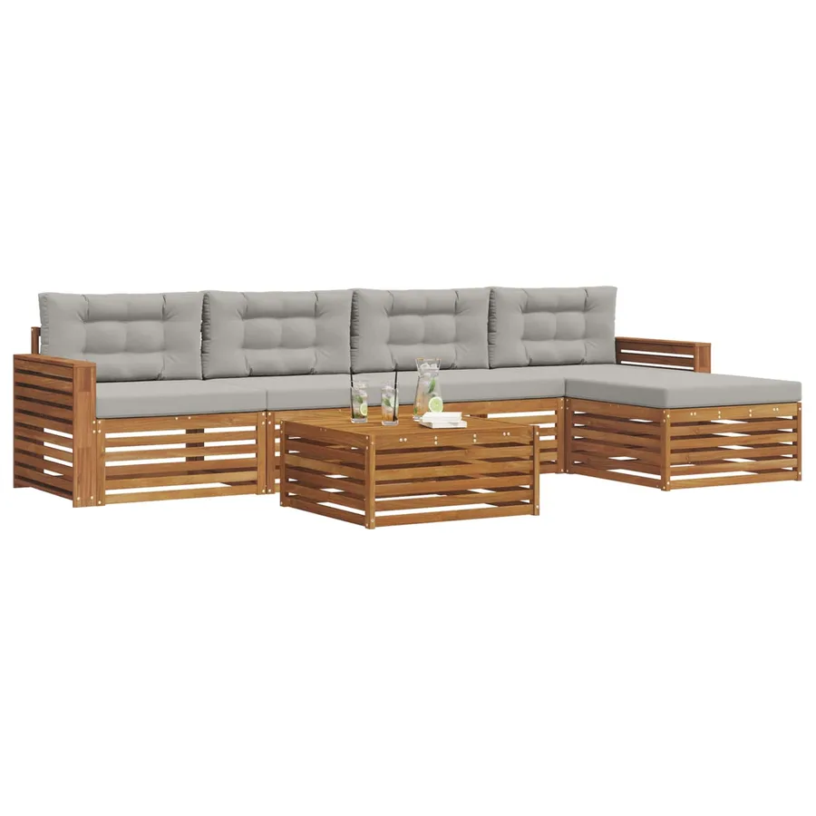 Ensemble de canapés d'extérieur 6 pcs Gris Naturel et Clair - 3