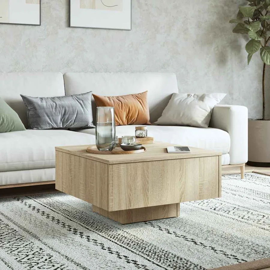 Table basse chêne sonoma 60x60x31,5 cm bois d'ingénierie - 3