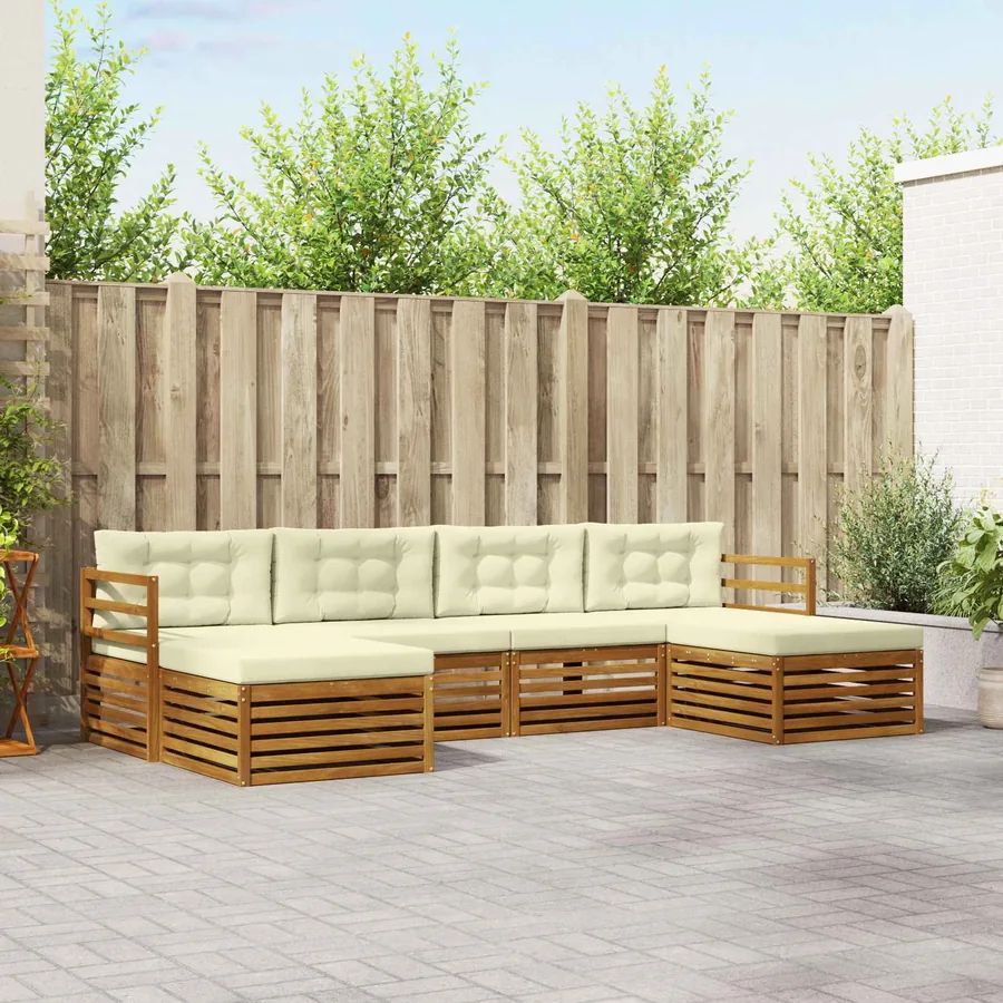 Ensembles de canapés avec coussin 6 pcs Naturel et Crème