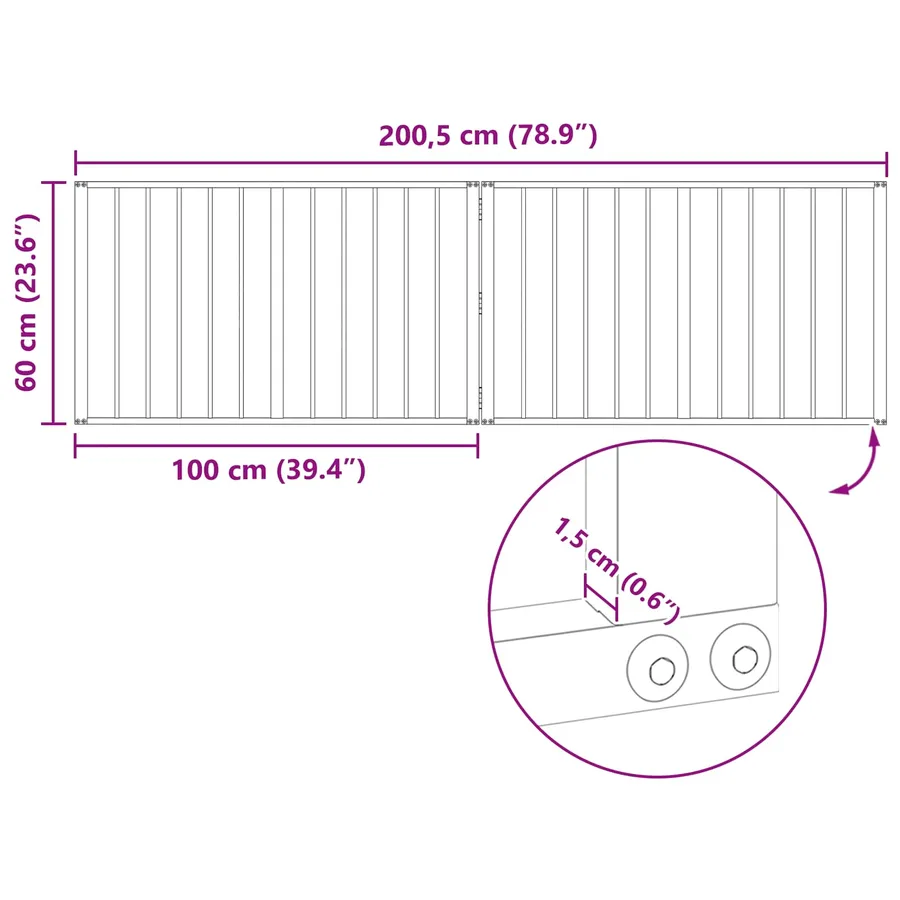 Porte pour chien 2 pcs Noir 100 x 60 cm Acier galvanisé - 8