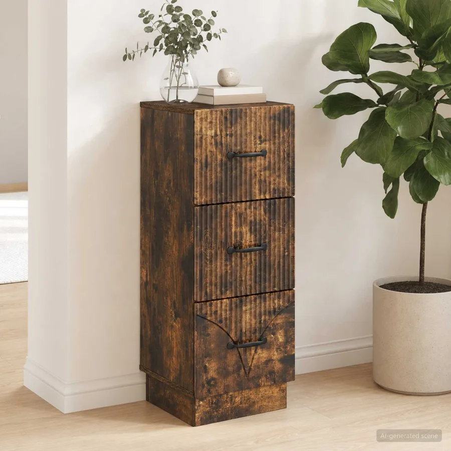 Armoire à tiroirs Chêne fumé 33 x 34,5 x 87 cm - 4