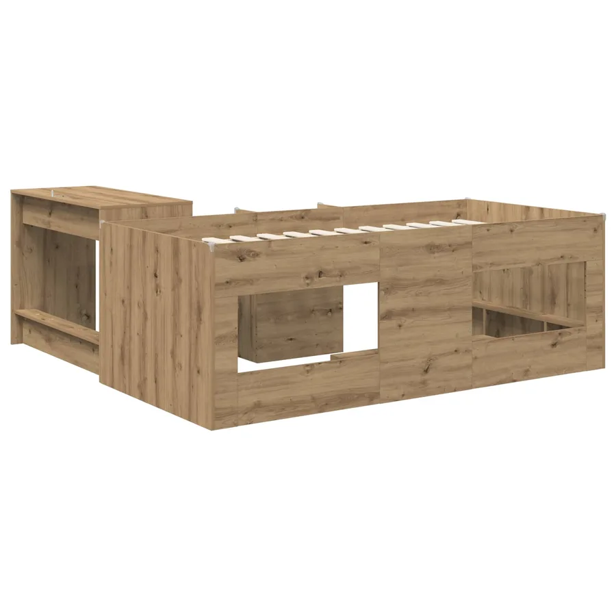 Lit haut pour enfants avec bureau 2 pc Chêne artisanal - 5