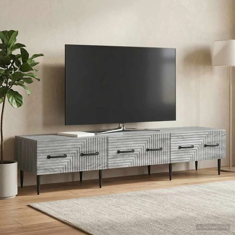 Meuble TV Sonoma gris 147 x 34,5 x 30 cm Bois d'ingénierie - 4