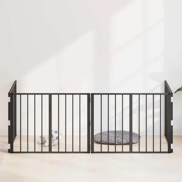 Porte pour chien 4 pcs Noir 80 x 60 cm Acier galvanisé