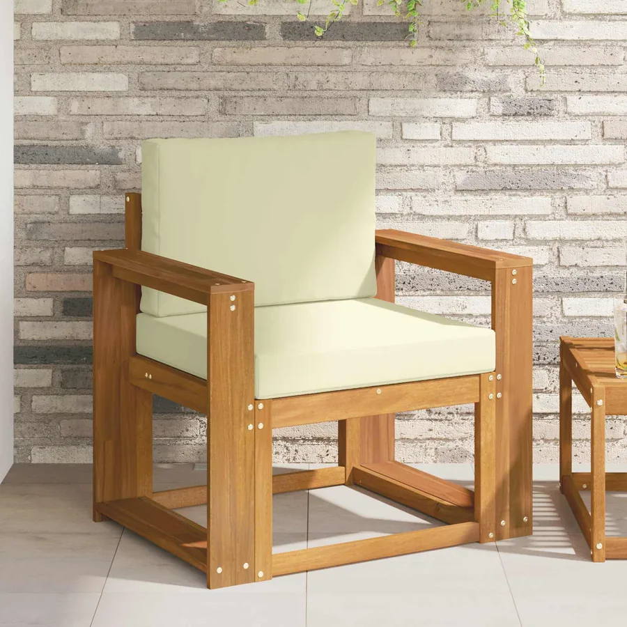 Canapé d’extérieur Bois d'acacia massif et polyester Naturel