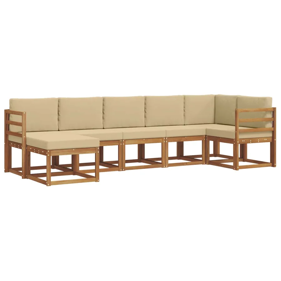 Ensemble de canapés d'extérieur 7 pcs Naturel et Beige - 2