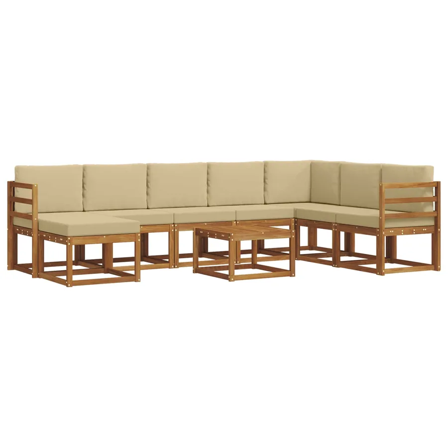 Ensemble de canapés d'extérieur 9 pcs Naturel et Beige - 2