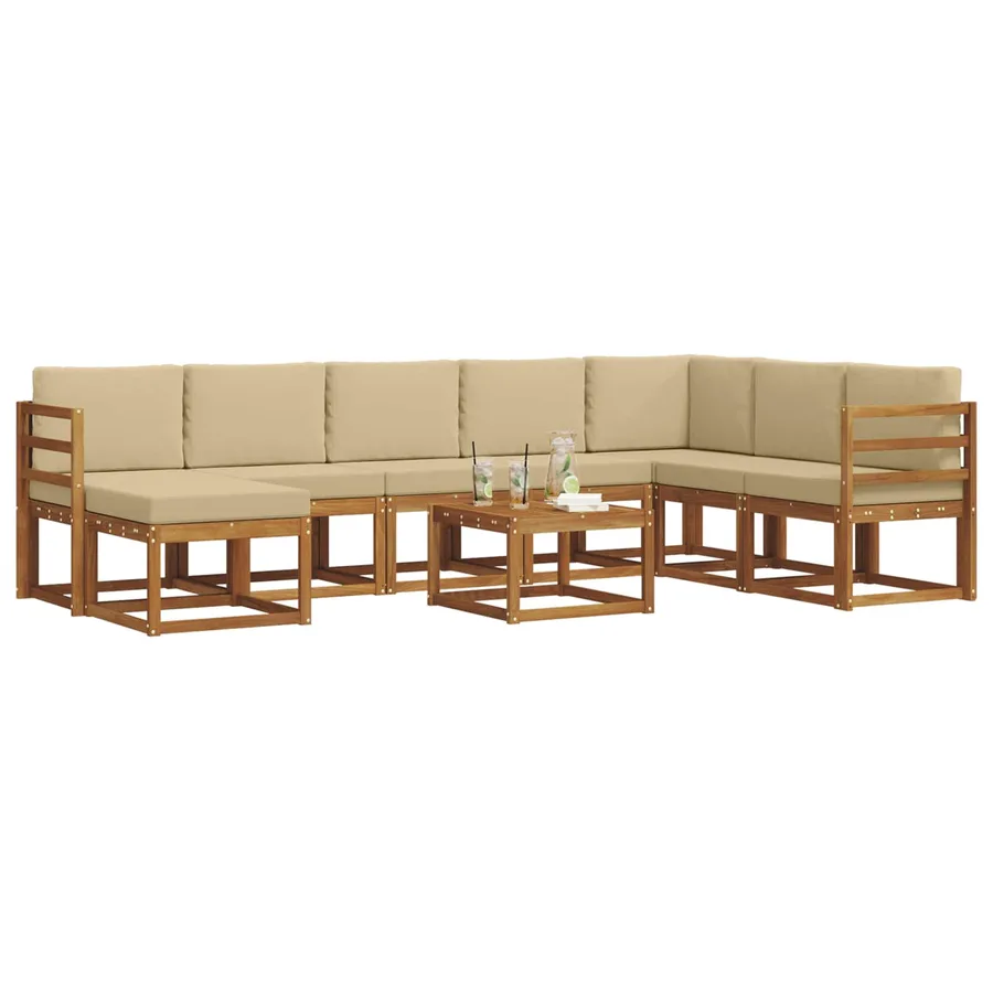 Ensemble de canapés d'extérieur 9 pcs Naturel et Beige - 3