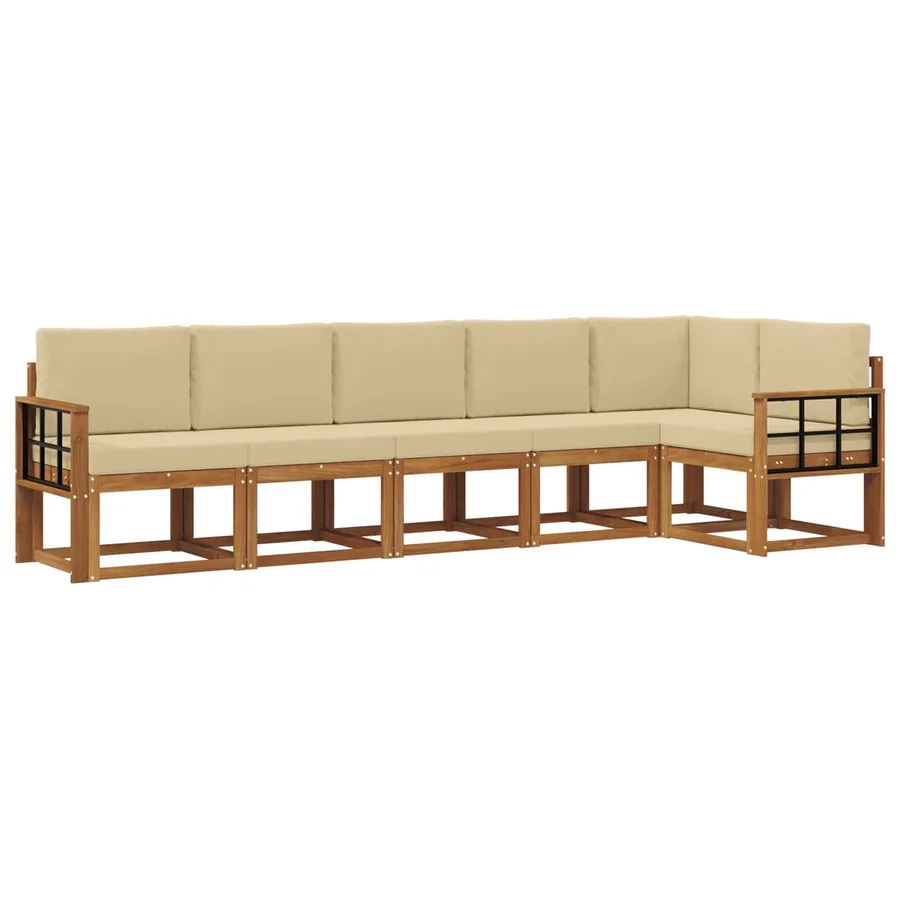 Ensemble de canapés d'extérieur 6 pcs Naturel et Beige - 2