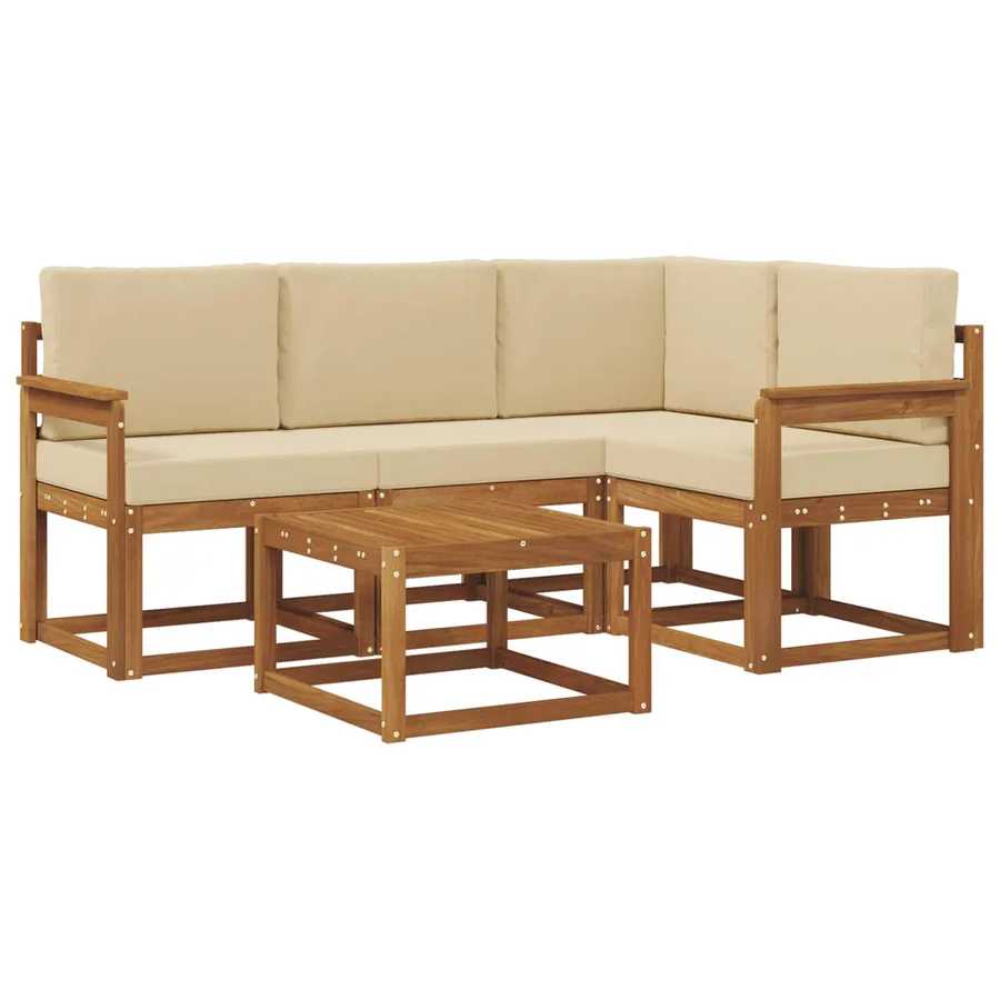 Ensemble de canapés d'extérieur 5 pcs Naturel et Beige - 2