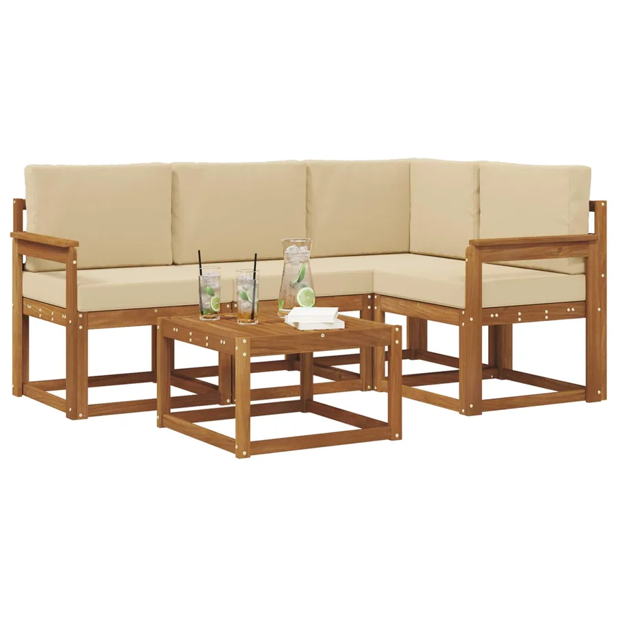 Ensemble de canapés d'extérieur 5 pcs Naturel et Beige - 3