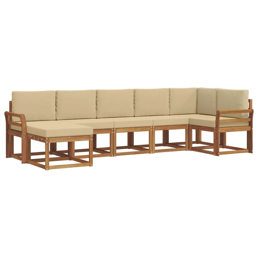 Ensemble de canapés d'extérieur 7 pcs Naturel et Beige - 2